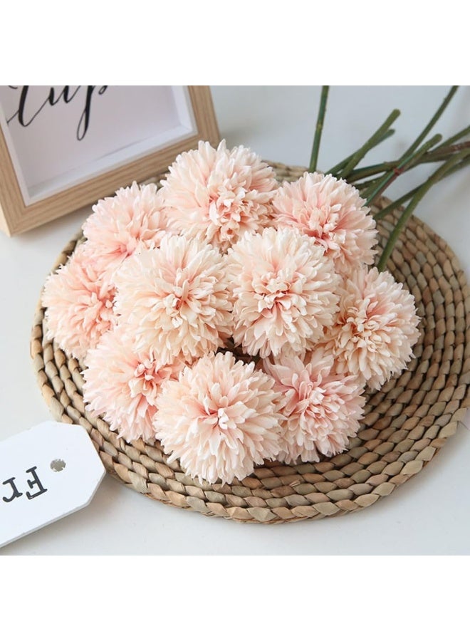 Homyu (اللحوم الوردي) - الزهور الاصطناعية كريزانتيموم كرة الزهور باقة 10 قطع هدية للأشخاص المهمين الأخلاق المجيدة لمكتب المنزل حفلات مقهى وحفلات الزفاف ((الشمبانيا الوردي) - Image 1